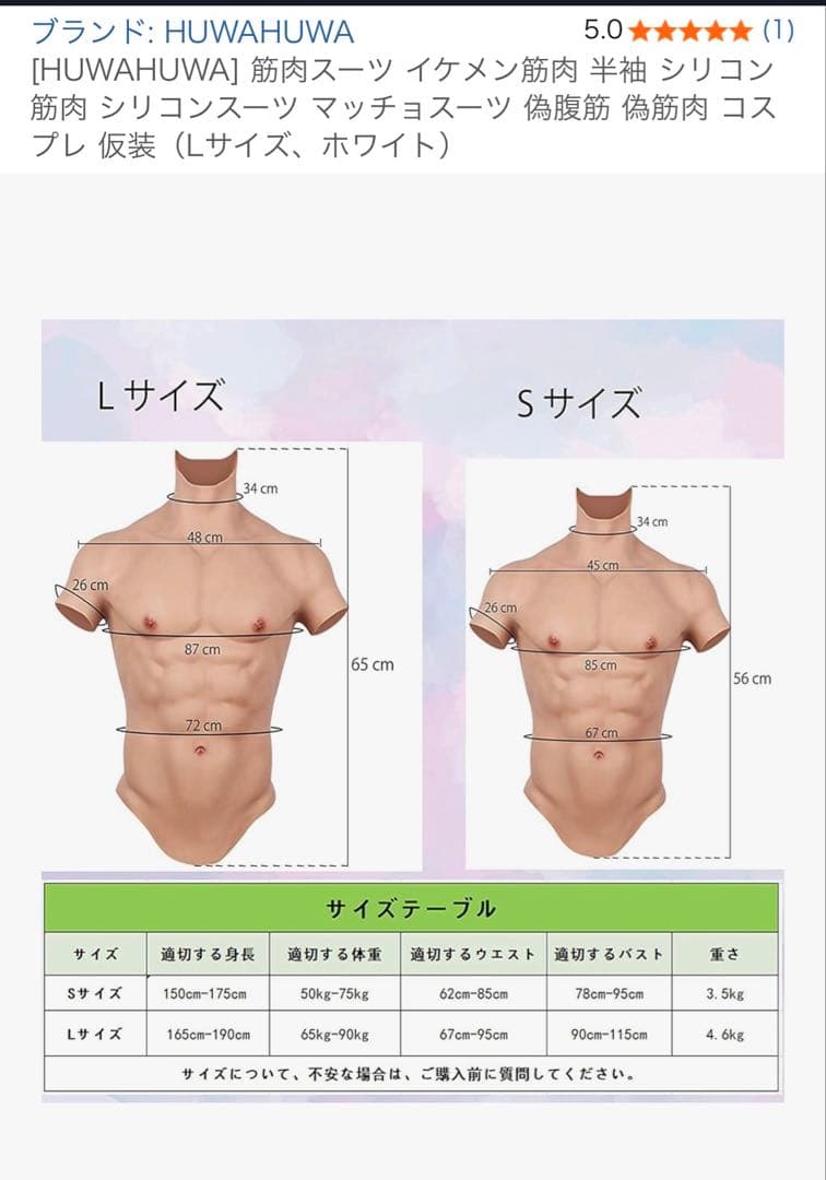 HUWAHUWA製　シリコン　筋肉　コスプレ