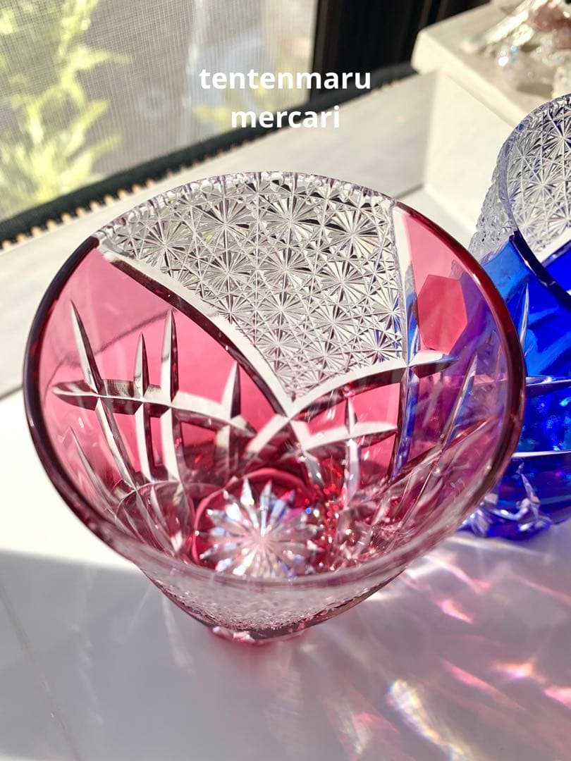 L*o様 江戸切子 ☆ 伝統工芸士 石塚春樹 ☆ 菊繋ぎ文様 ペアタンブラー