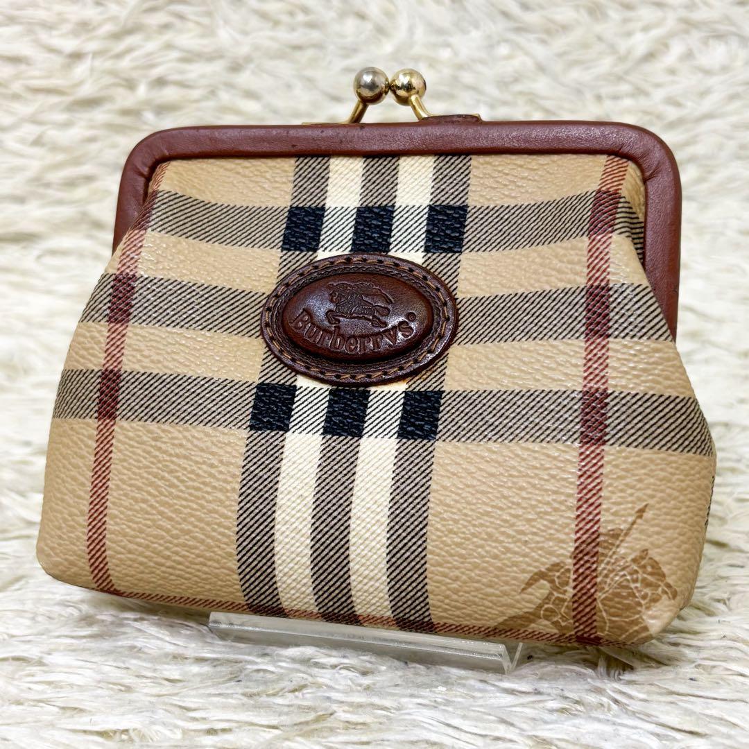 【美品】バーバリー ケース がま口 シャドーホース ノバチェック PVC