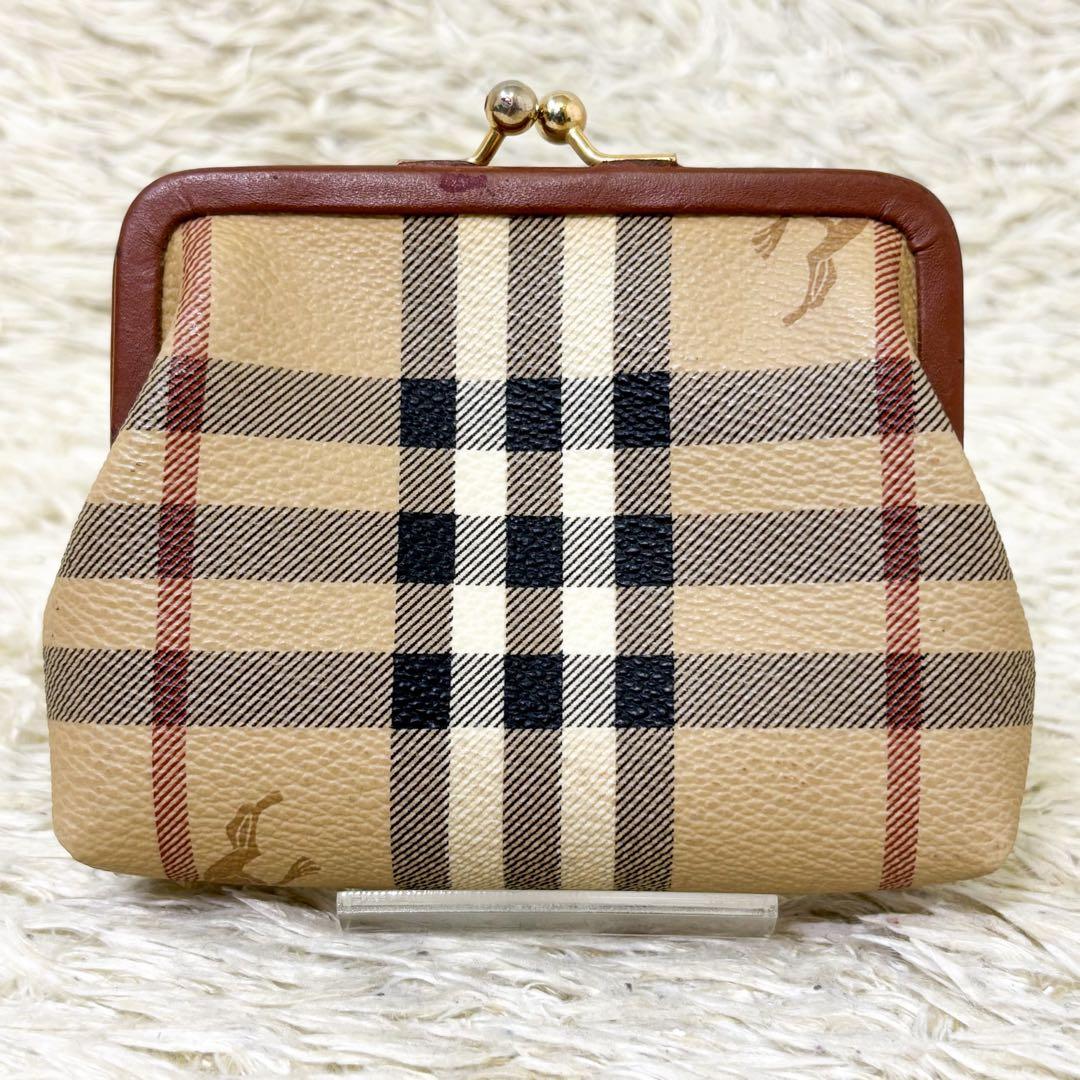 【美品】バーバリー ケース がま口 シャドーホース ノバチェック PVC