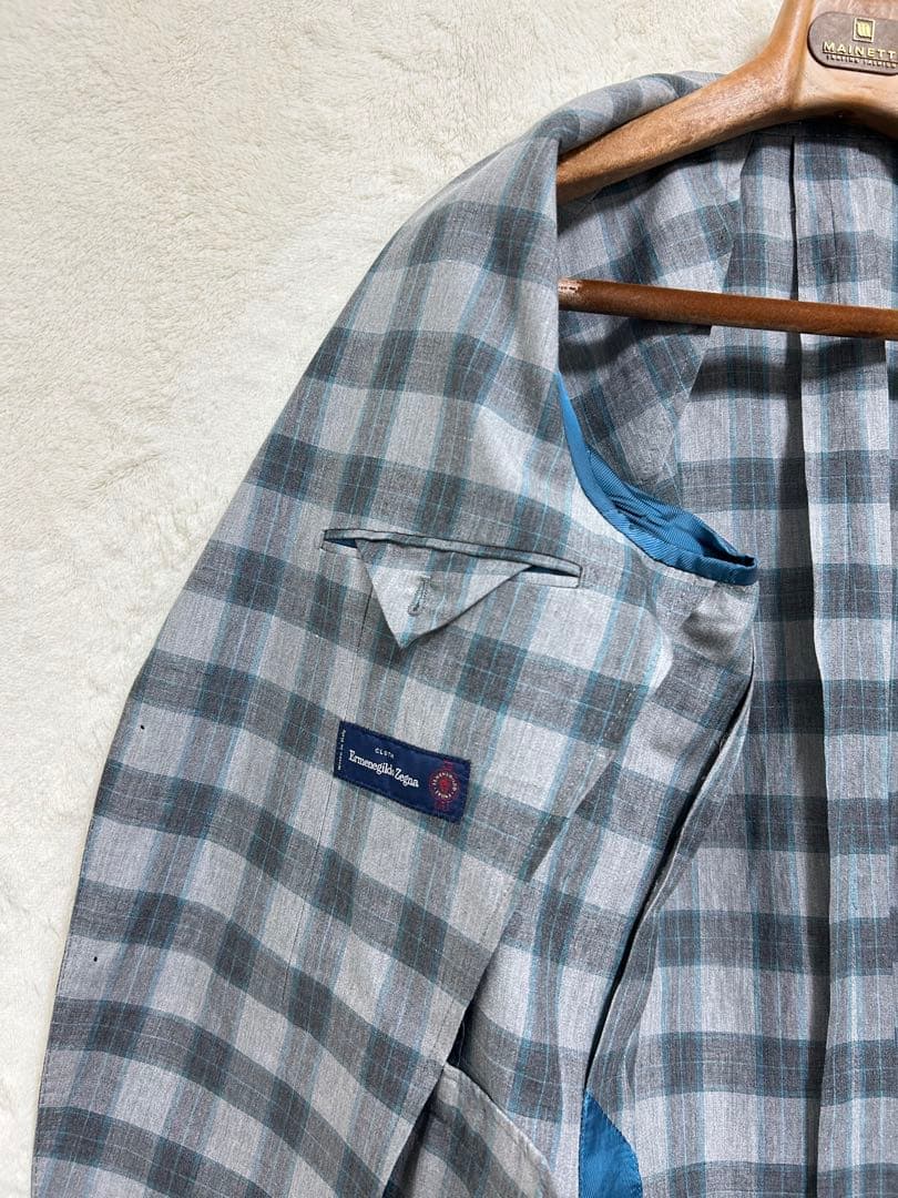 【新品】春夏物 エルメネジルドゼニア生地 ジャケット A6 L グレーベージュ