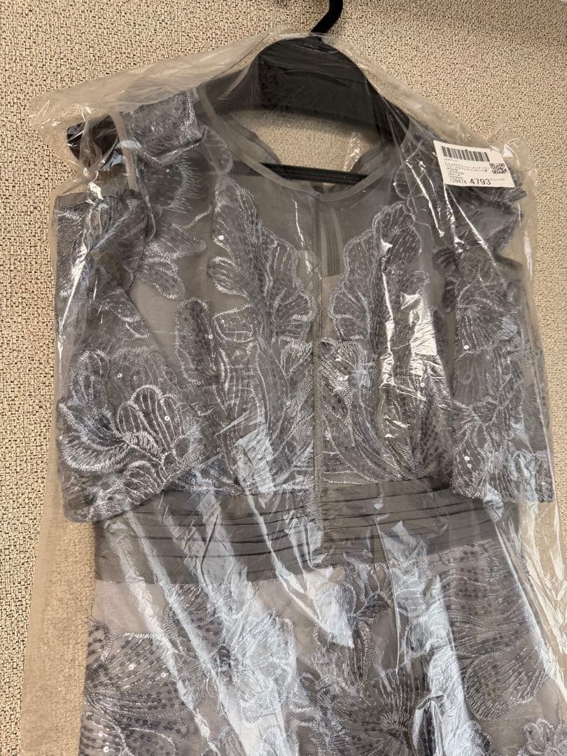 Leja グレー レース フリル袖 パーティードレス Mサイズ