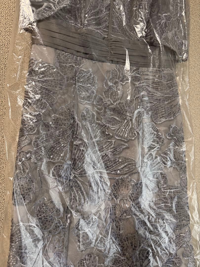 Leja グレー レース フリル袖 パーティードレス Mサイズ