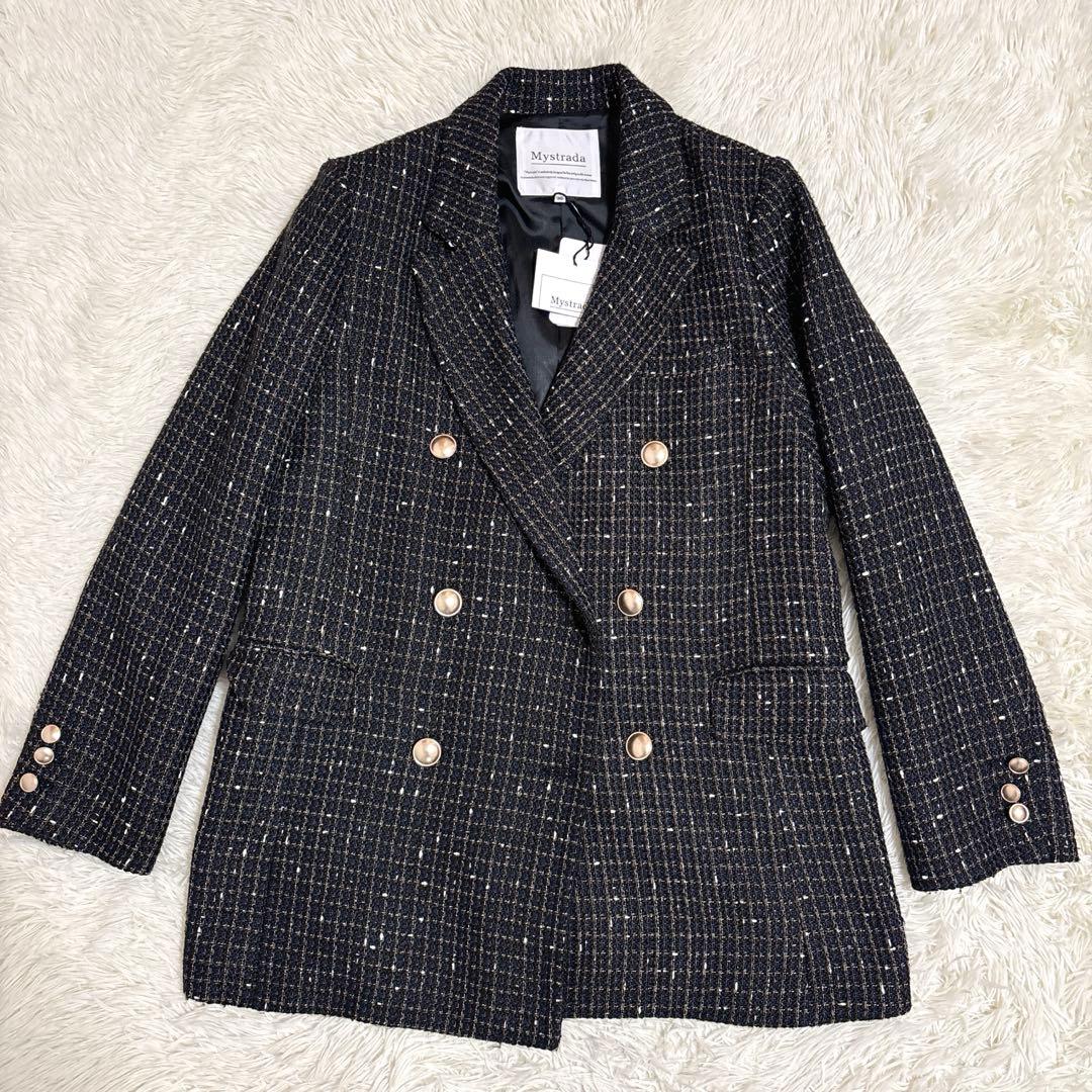 新品　マイストラーダ　ツイードジャケット　38サイズ　ブラック