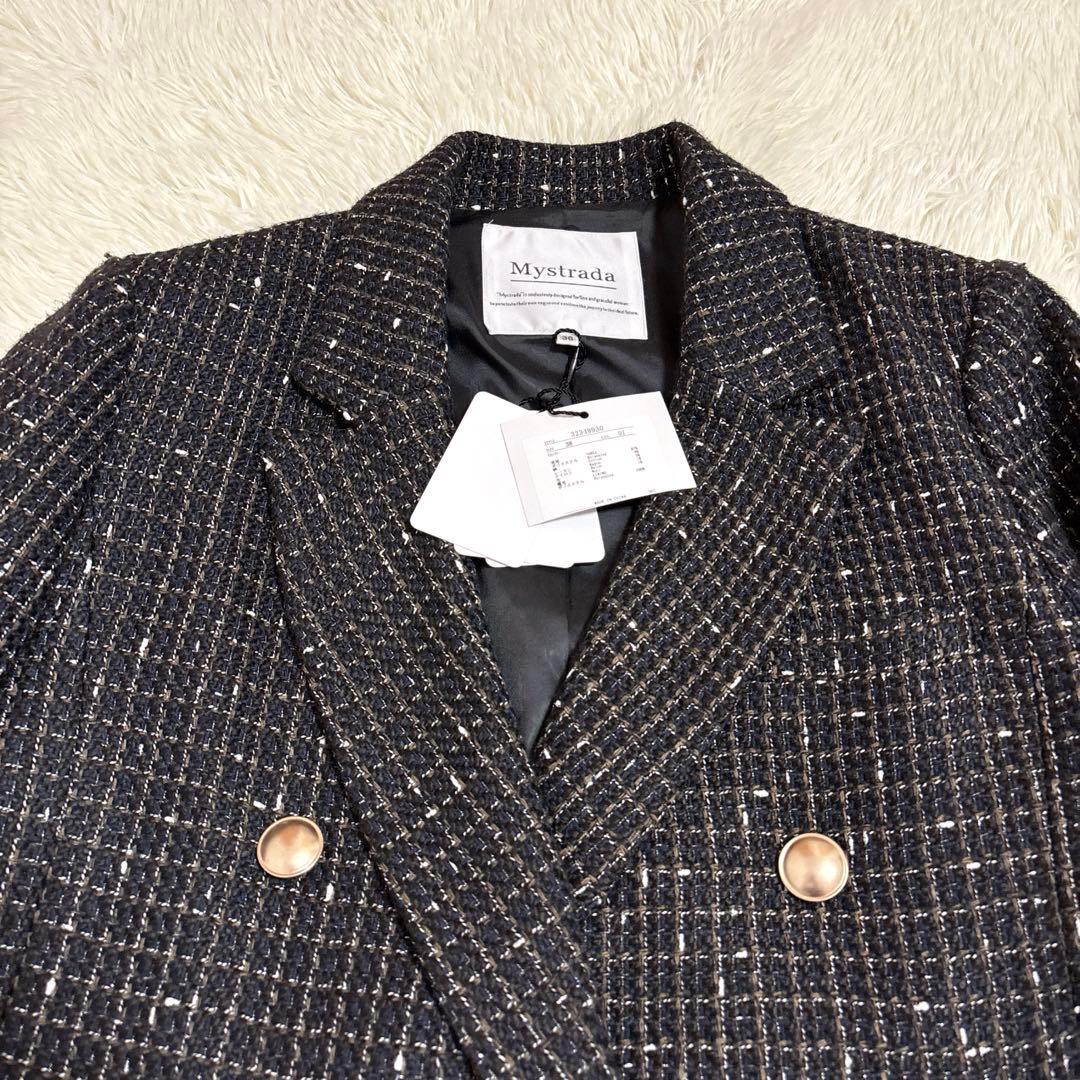 新品　マイストラーダ　ツイードジャケット　38サイズ　ブラック