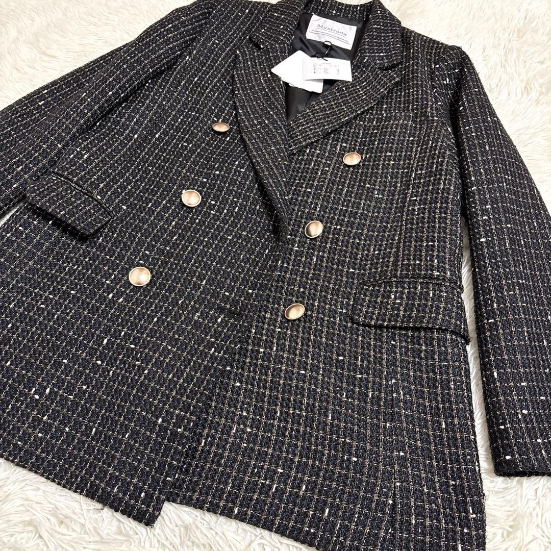 新品　マイストラーダ　ツイードジャケット　38サイズ　ブラック
