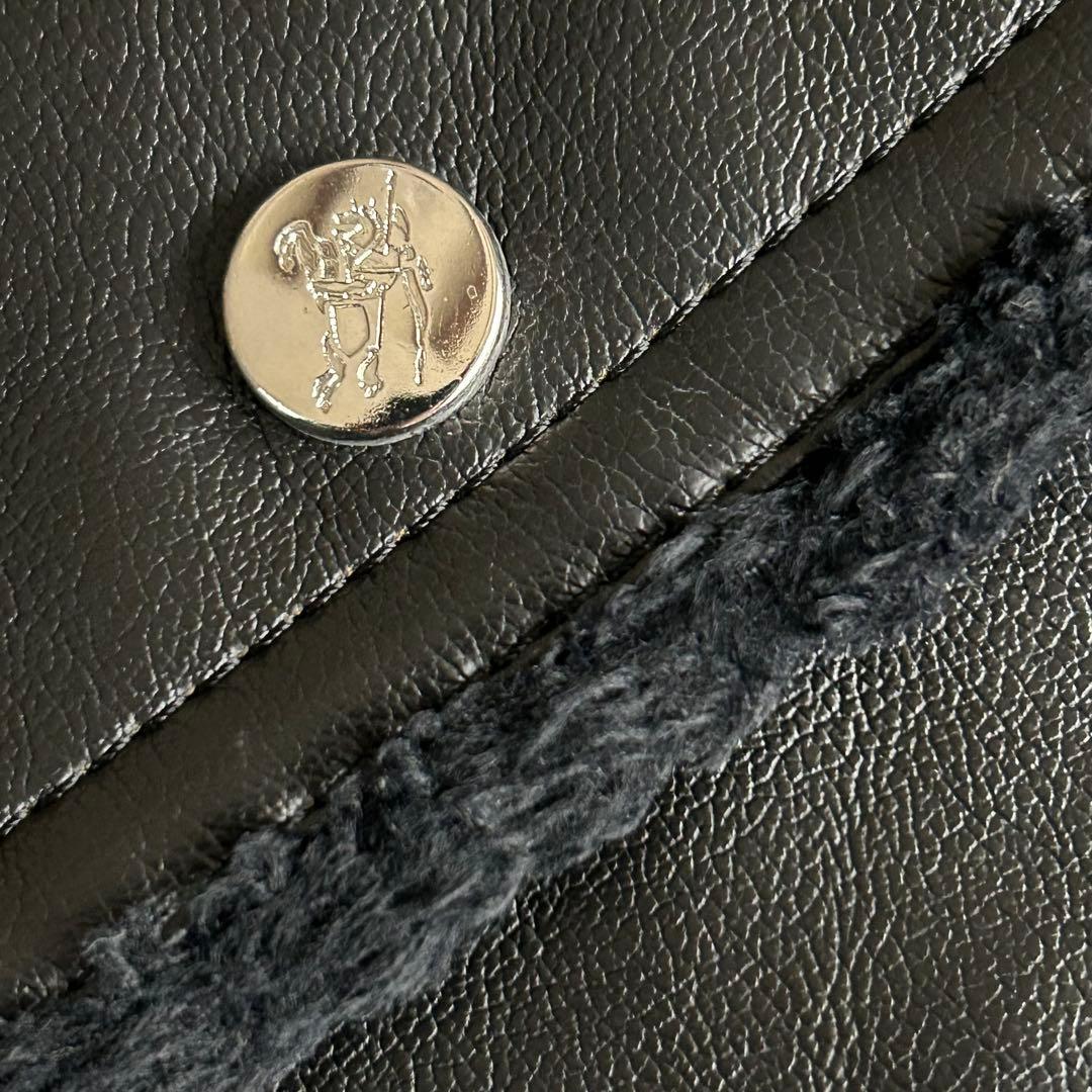 バーバリーブルーレーベル✿ボアジャケット 合成皮革 裏地ノバチェック 38 黒