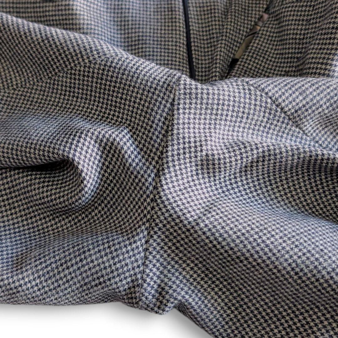 美品 PT01 千鳥格子 ストレッチ 秋冬ウール スラックス 48 ネイビー