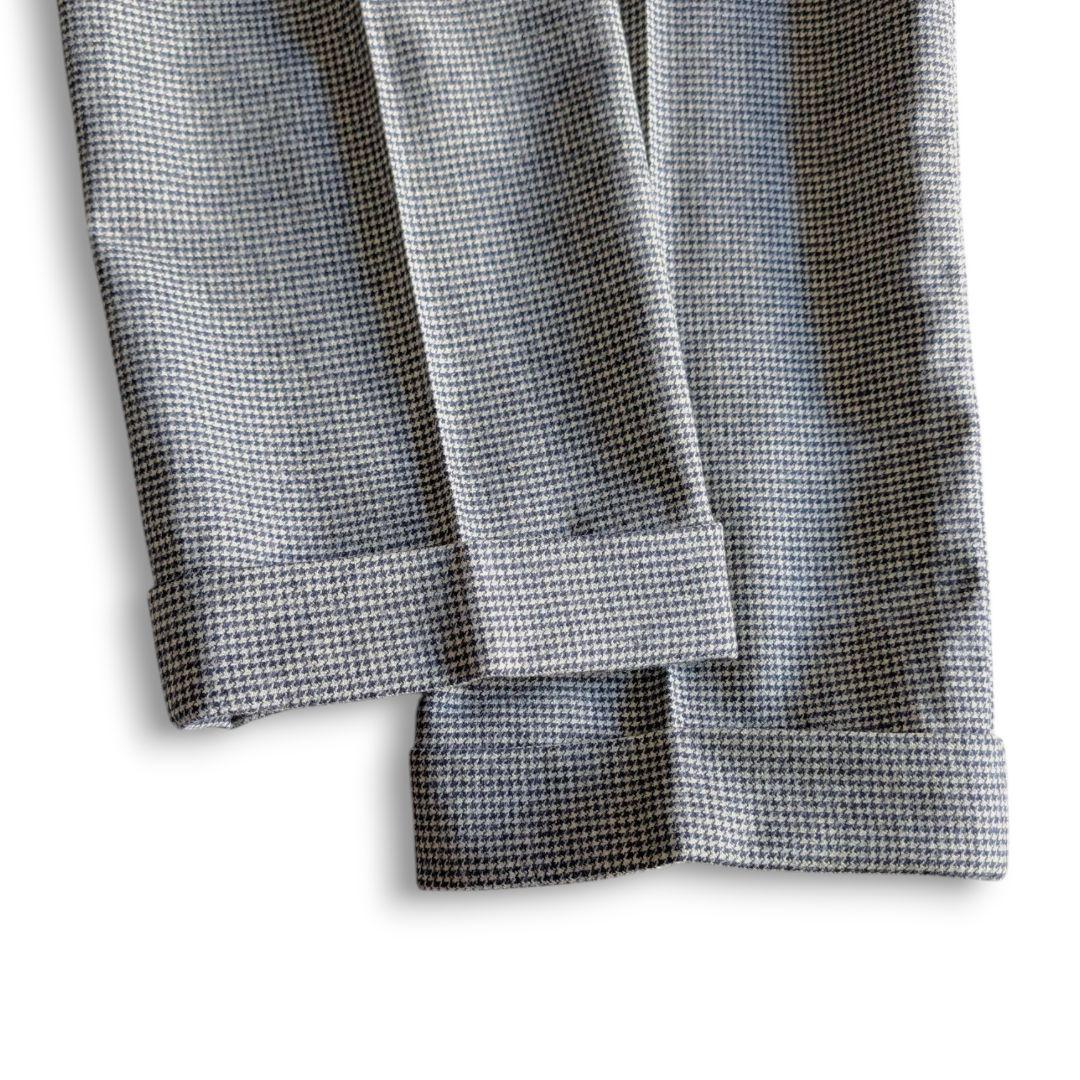 美品 PT01 千鳥格子 ストレッチ 秋冬ウール スラックス 48 ネイビー