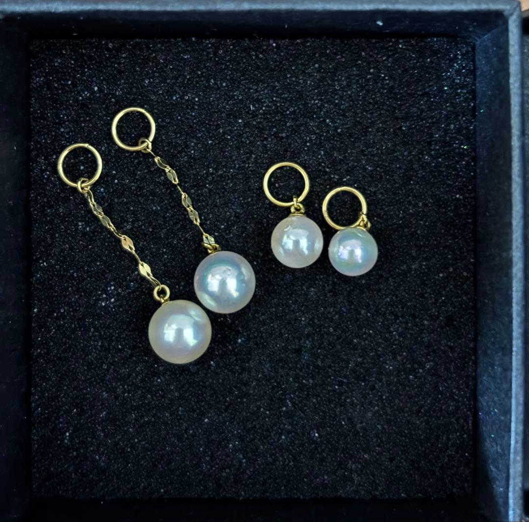 試着のみ 2点セット K18YG あこや真珠 チャーム GSTV