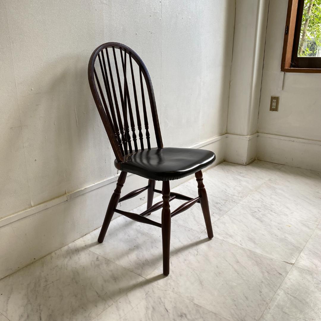 秋田木工 ビンテージ ダイニングチェア 2脚セット 曲木椅子 レザー 鋲打ち
