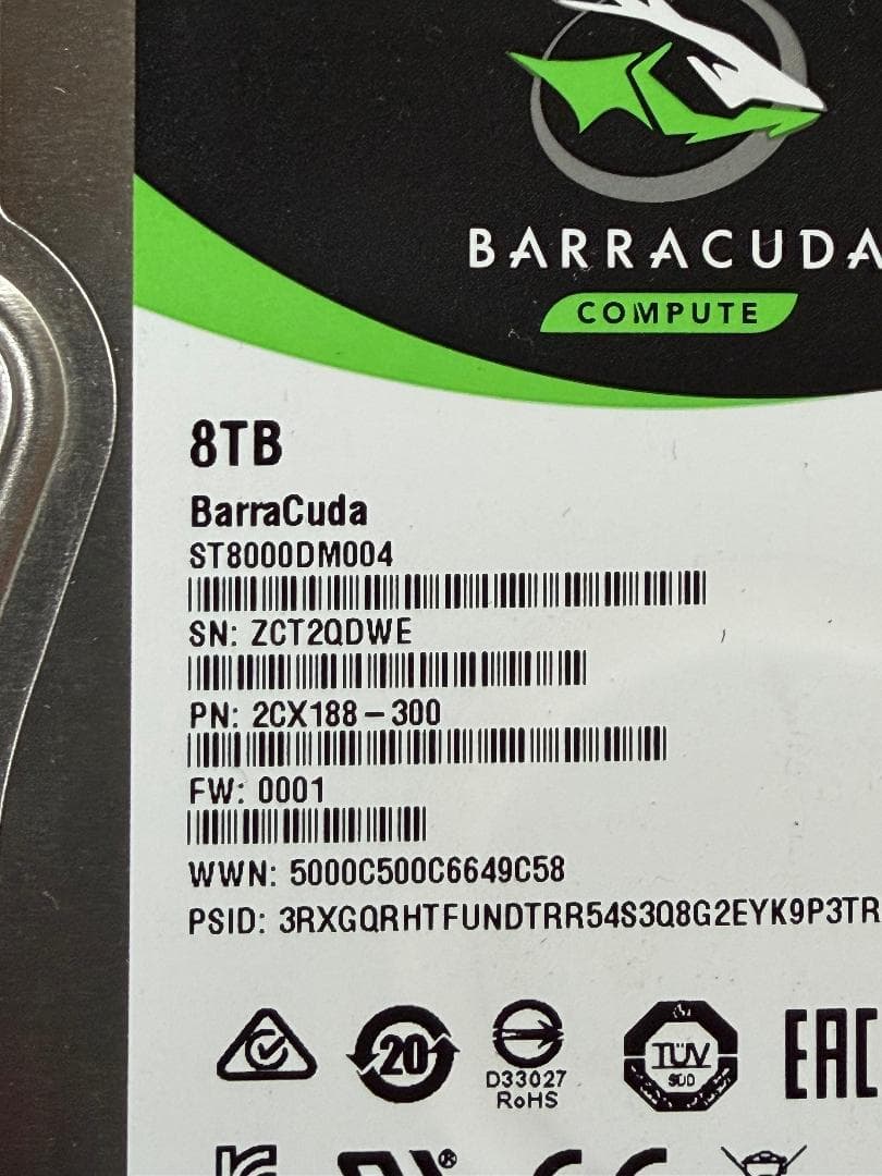 Seagate BarraCuda 8TB HDD x 2 16TB ⑤