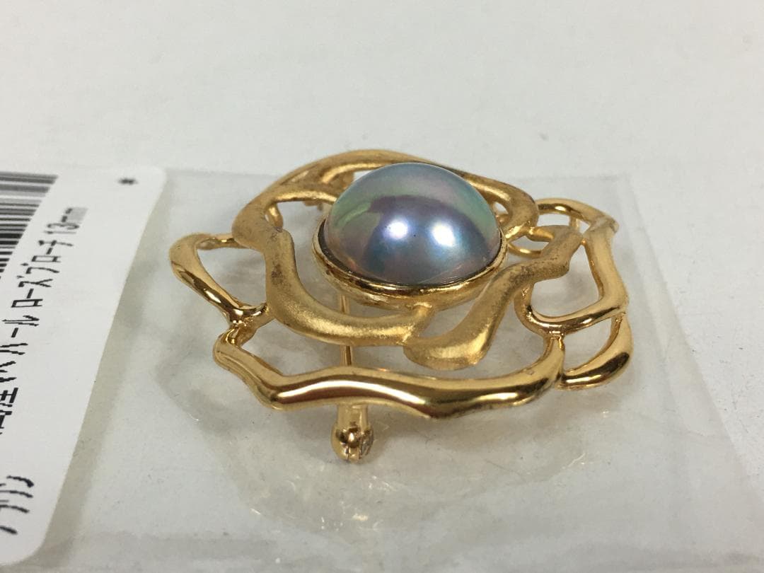 ☆奄美大島産 マベパール ローズブローチ 13mm ブラウン 真珠鑑別書付き