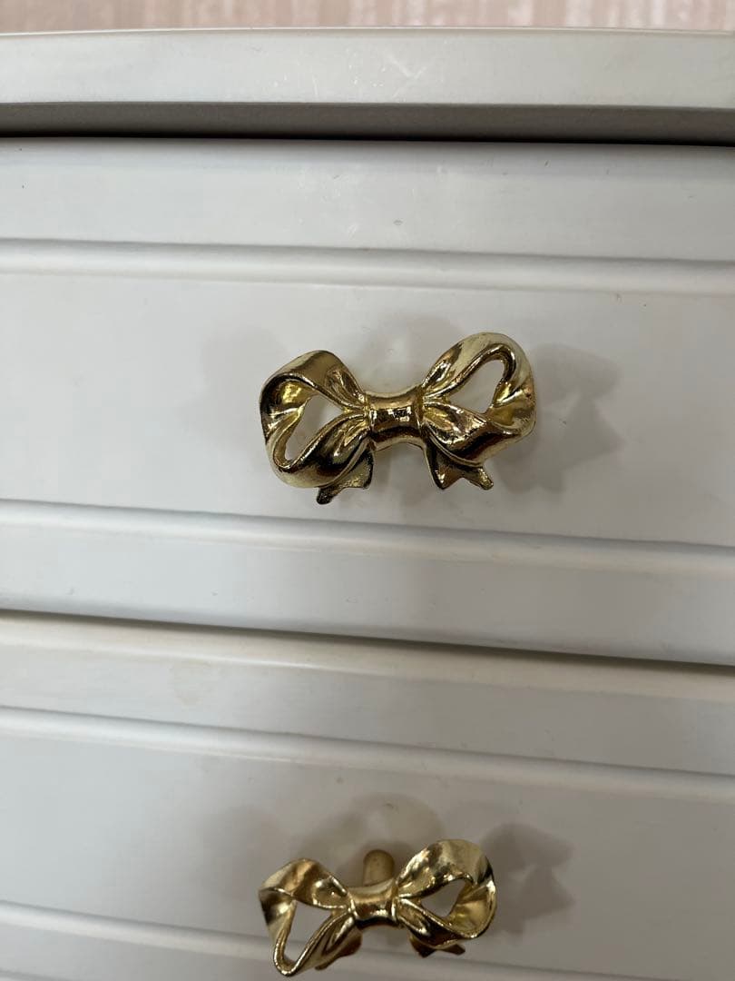 ホワイト5段チェスト リボン取っ手