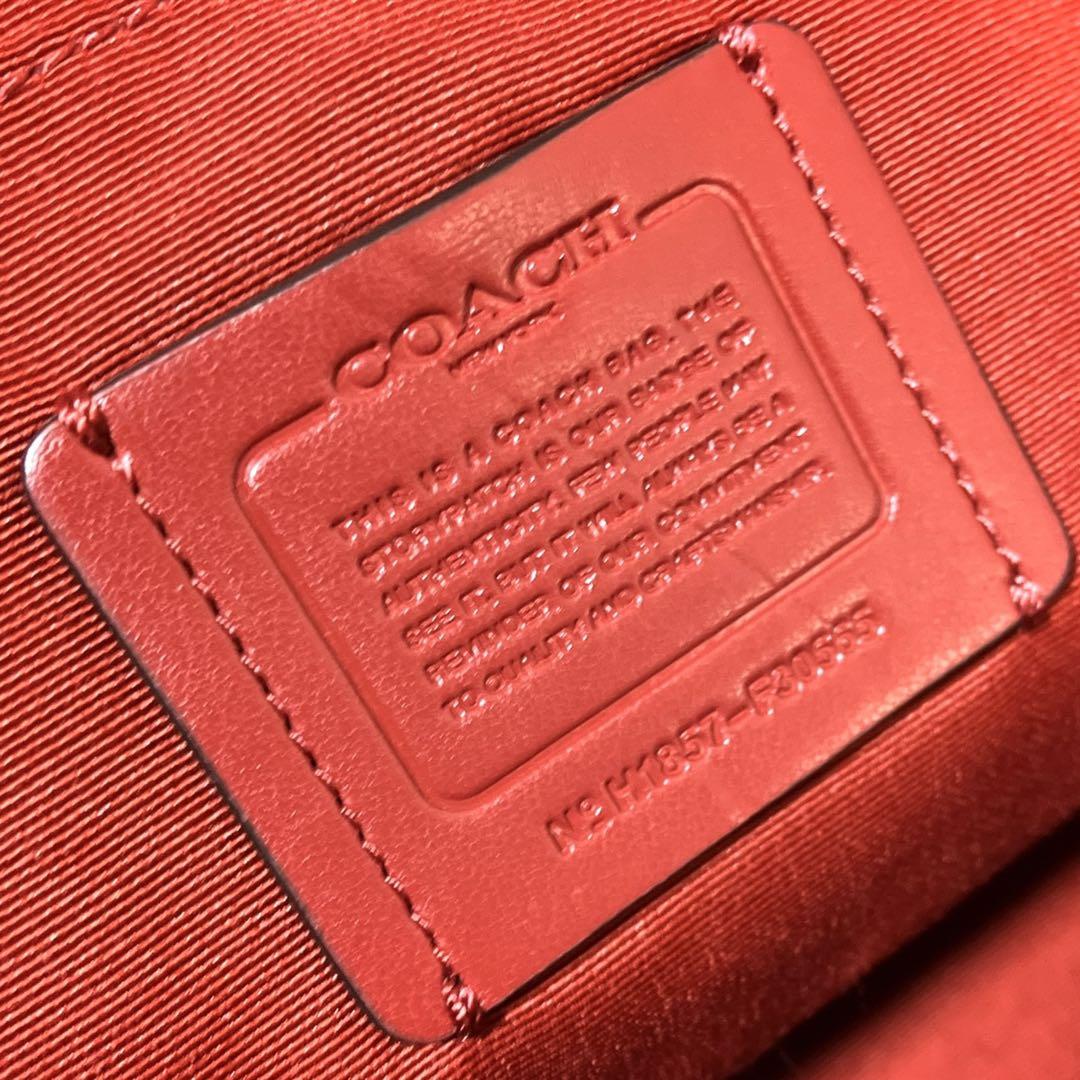 コーチ 良品 2way 斜め掛け可 馬車金具 シボレザー ハンドバッグ レッド系