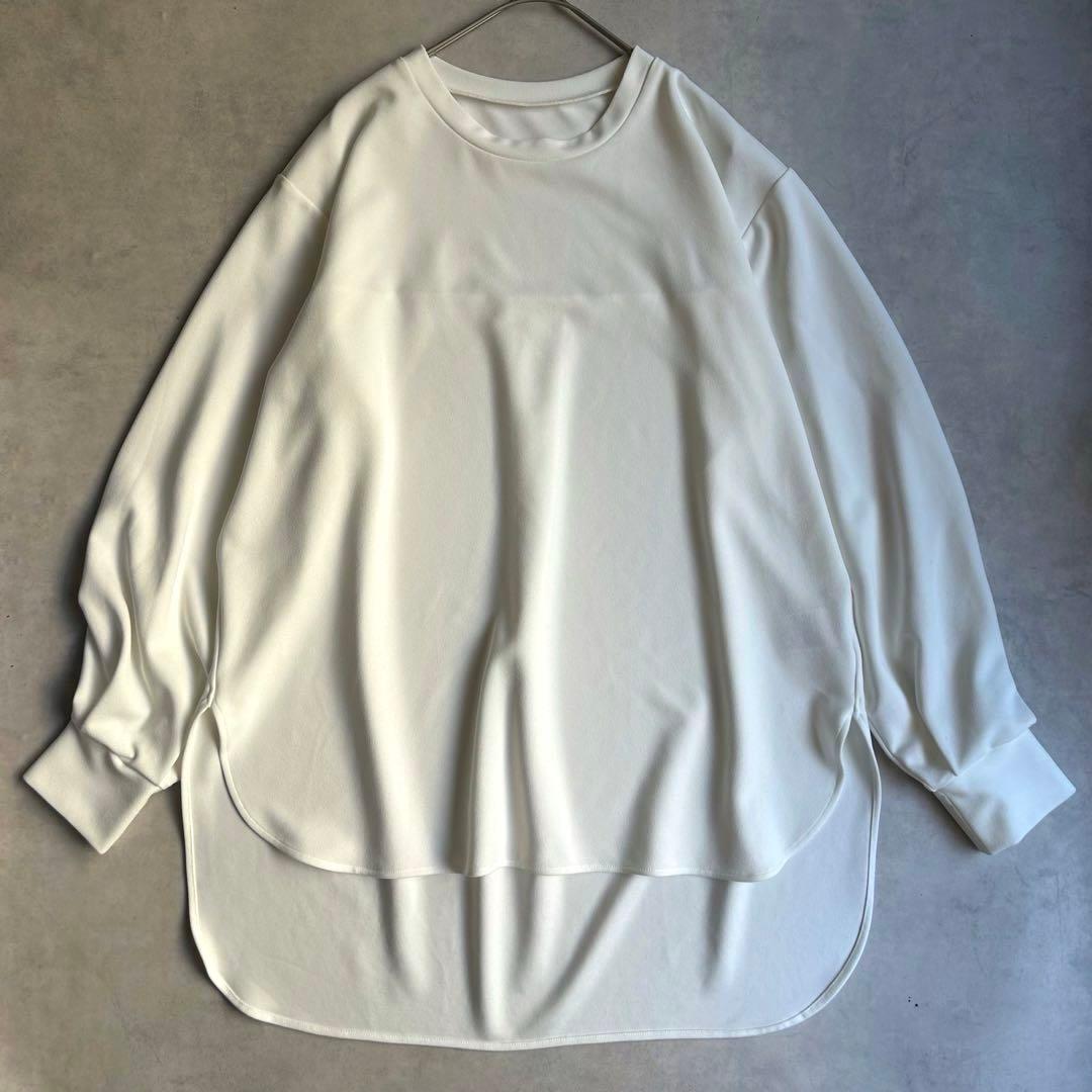 美品✨ビアズリー ワンピース Tブラウス 23SS 洗える ストレッチ 白