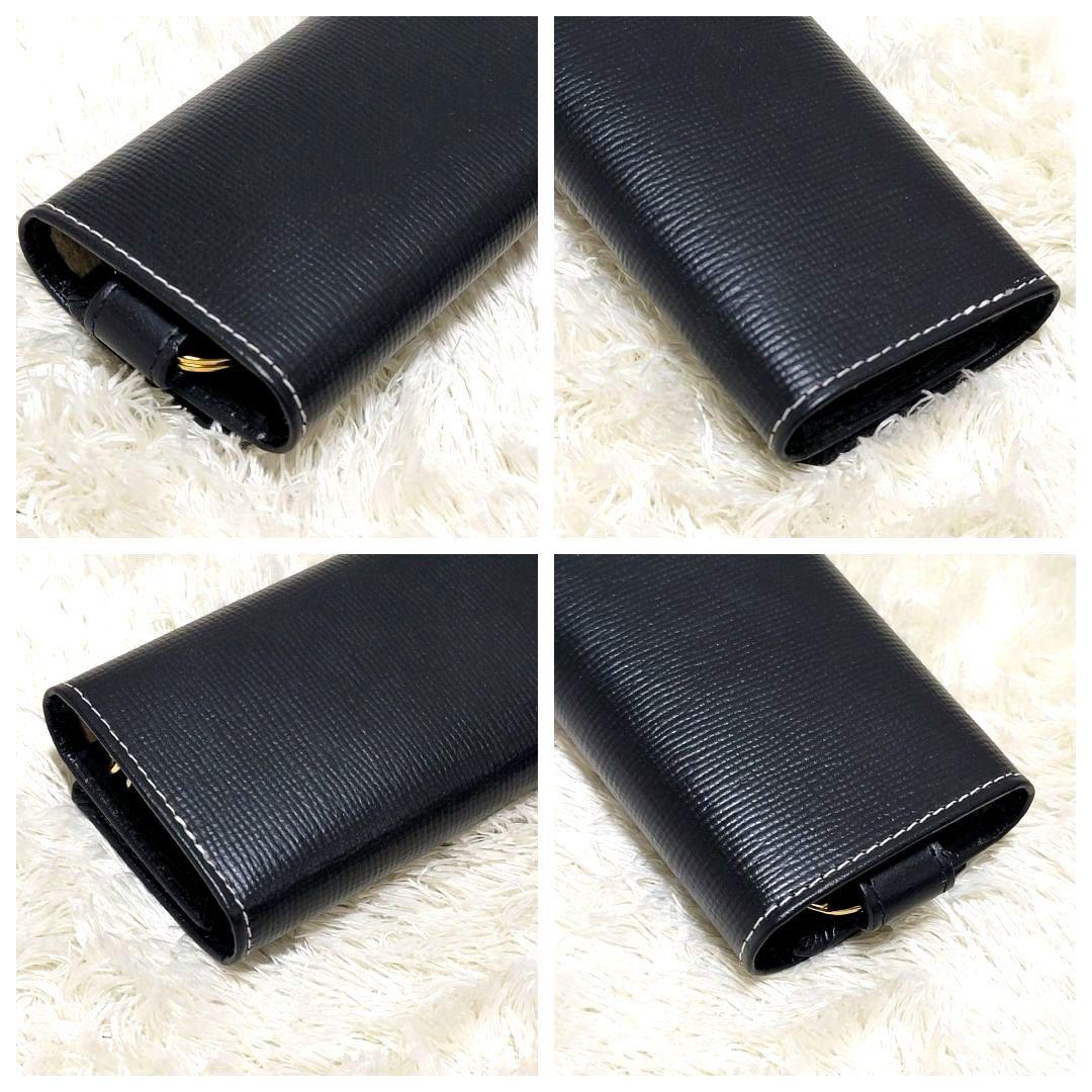 極美品 ホワイトハウスコックス 6連 キーケース リング ブラック ゴールド金具