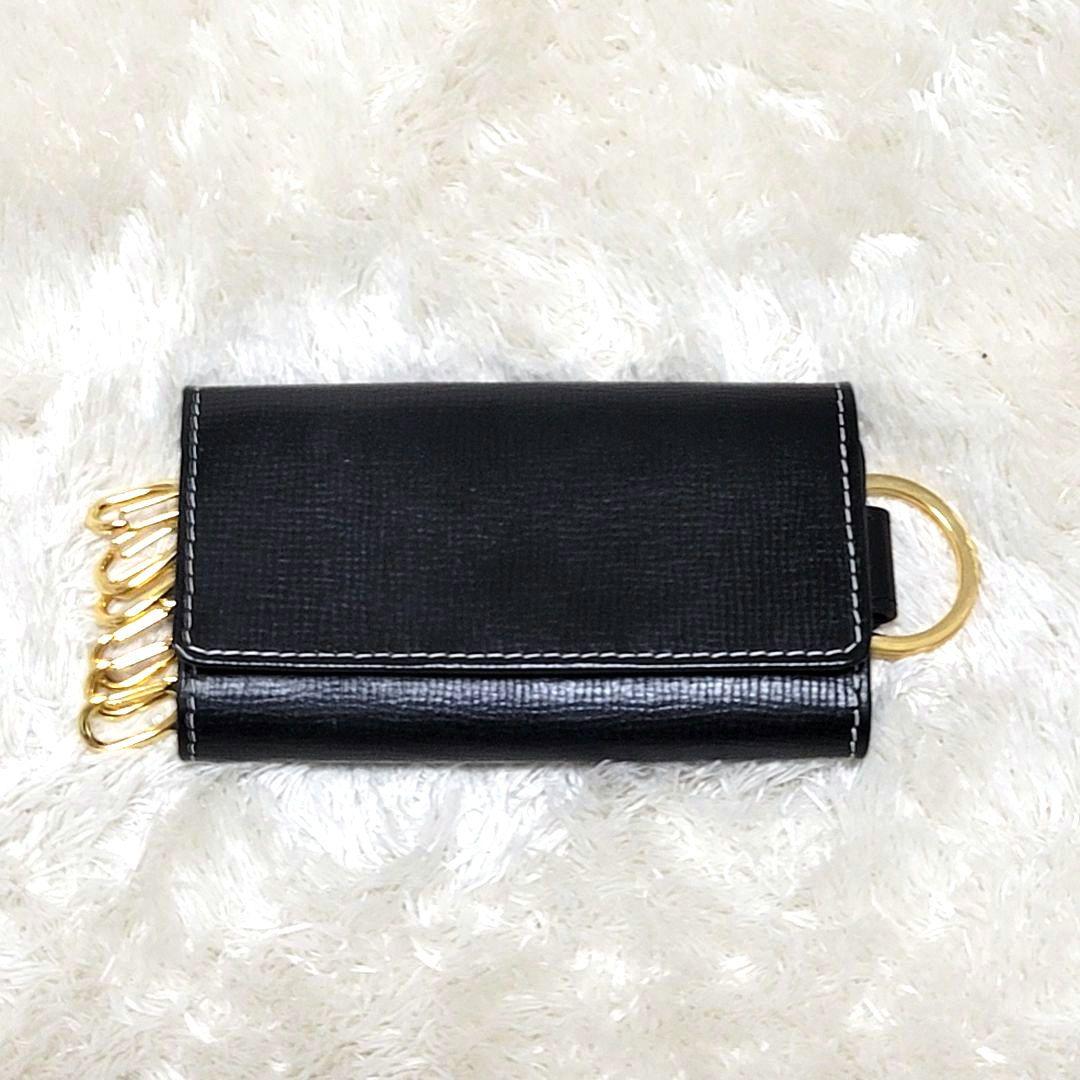 極美品 ホワイトハウスコックス 6連 キーケース リング ブラック ゴールド金具