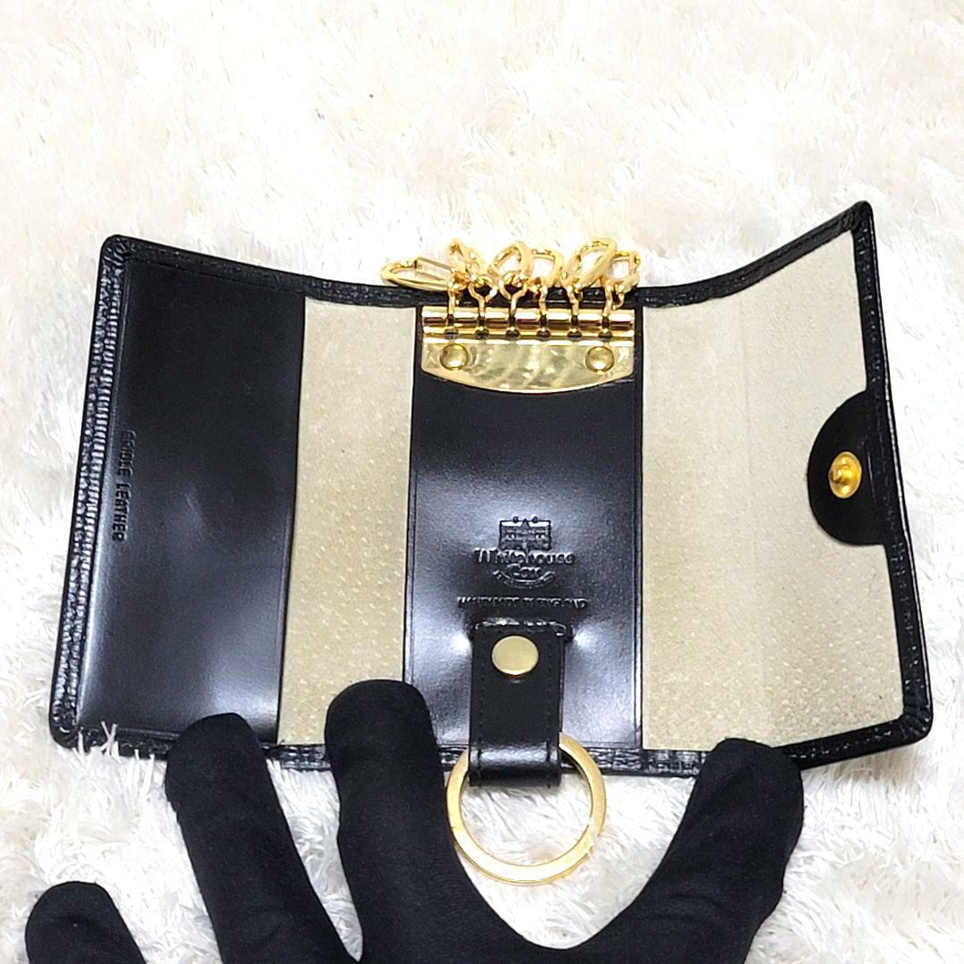 極美品 ホワイトハウスコックス 6連 キーケース リング ブラック ゴールド金具