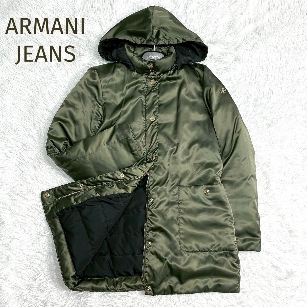 未使用級★ARMANI JEANS★ロゴ金具 モッズコート リアルダウン 38