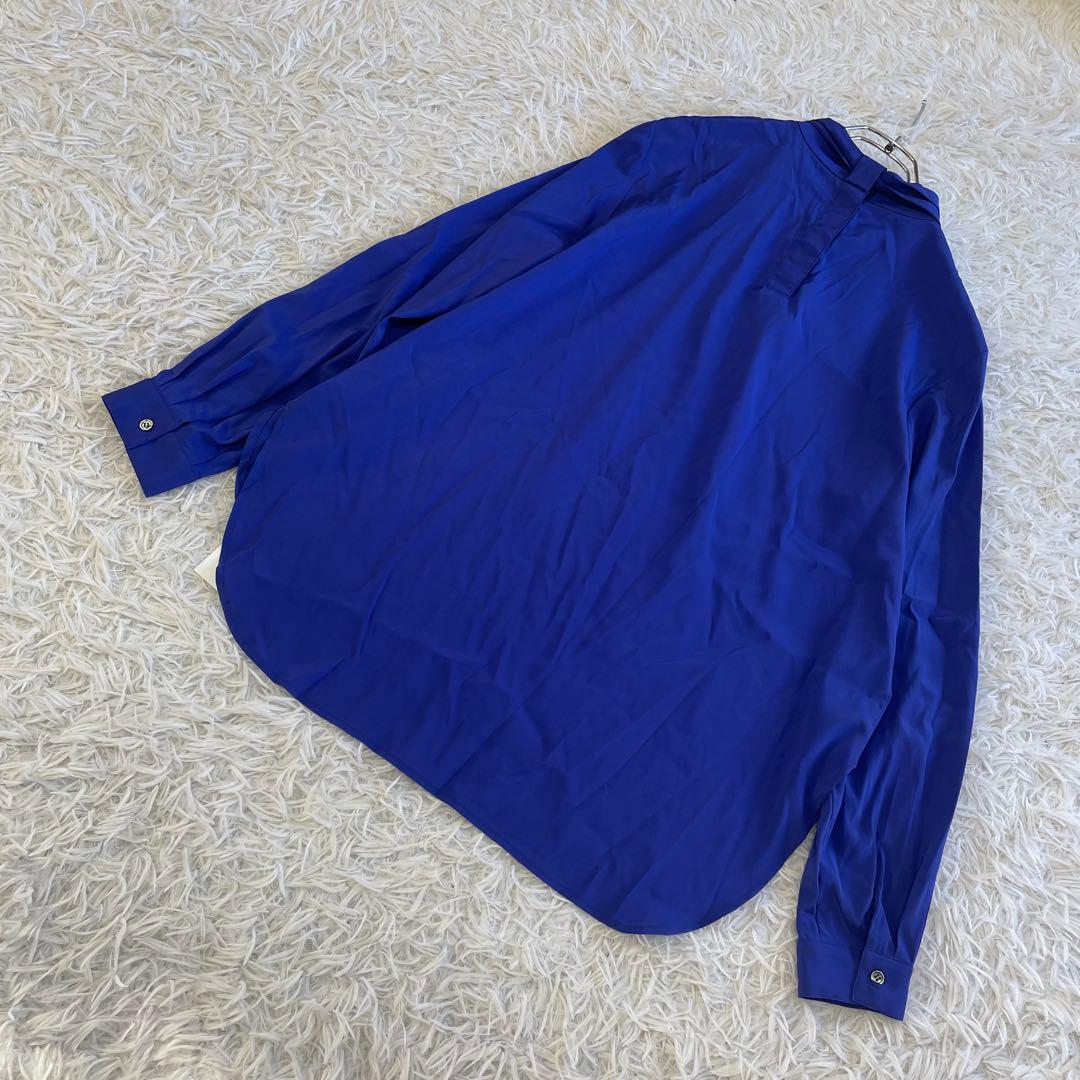 最終価格　新品　SOEJU シルクストレッチボウタイブラウス　ブルー