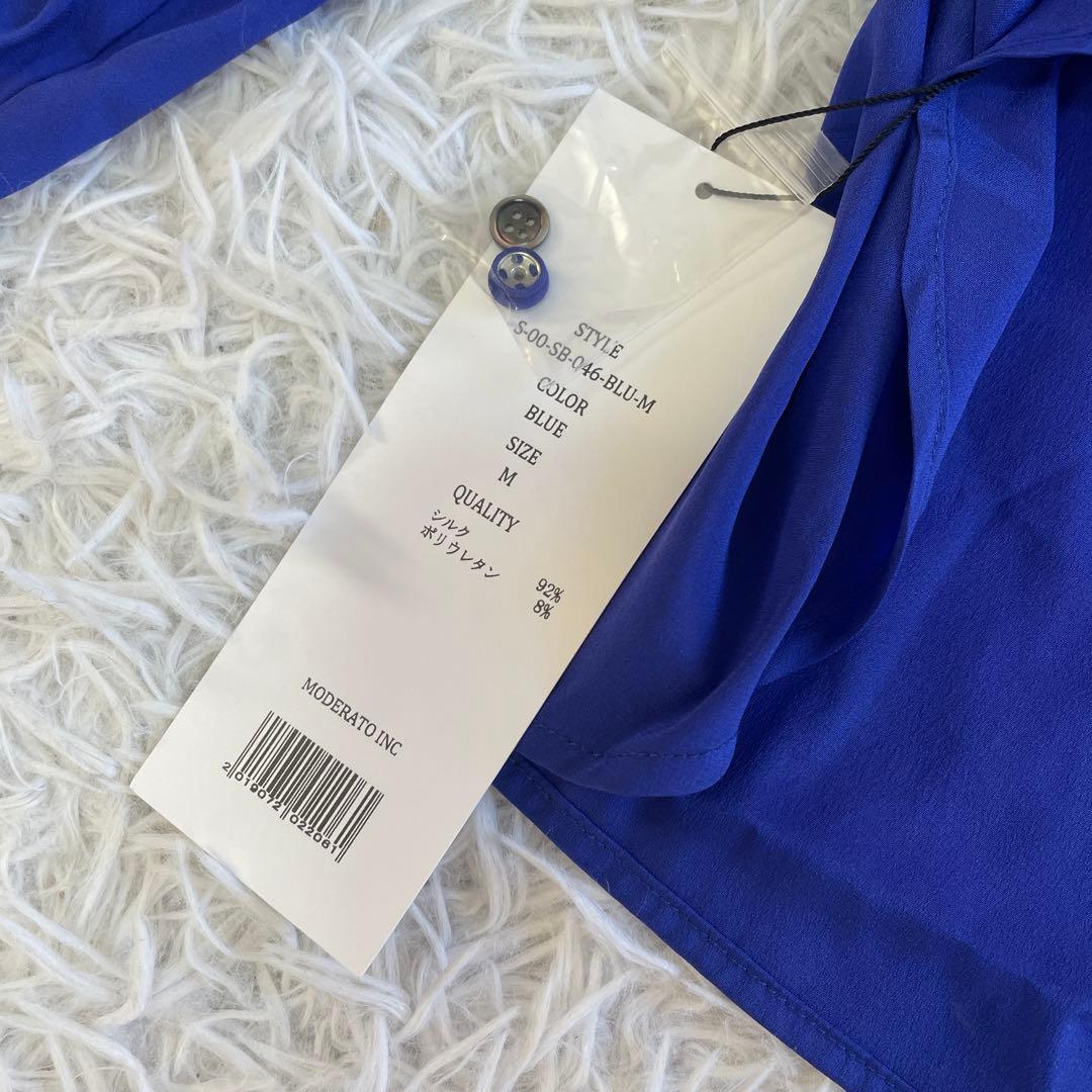 最終価格　新品　SOEJU シルクストレッチボウタイブラウス　ブルー