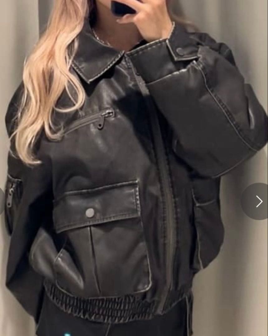 SLY ボア襟付きレザージャケット ブルゾン