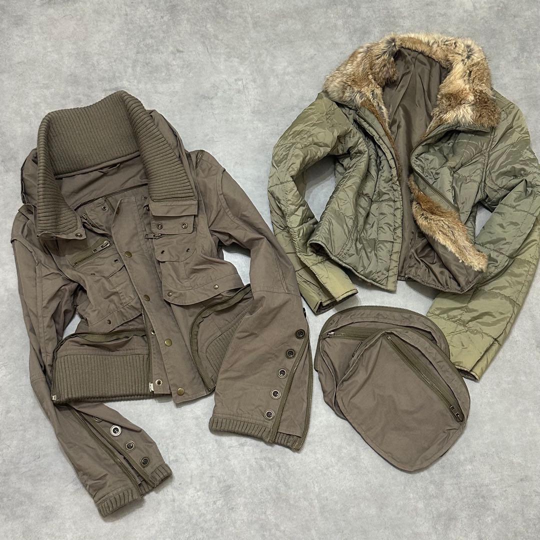 平成ギャルy2k　ファー付き　ミニタリージャケット　フェアリーグランジ　パーカー