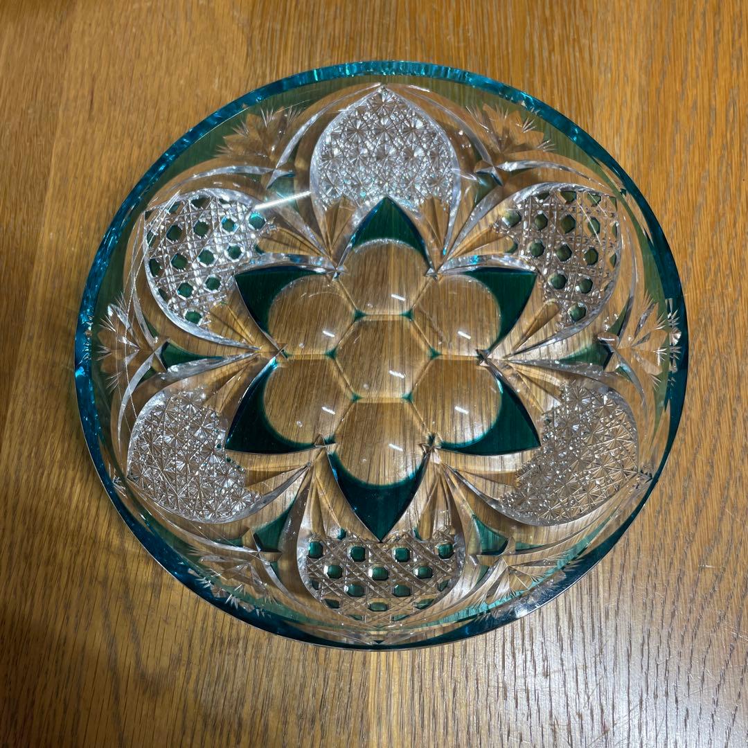 黒木国昭　綾切子　中皿　共箱