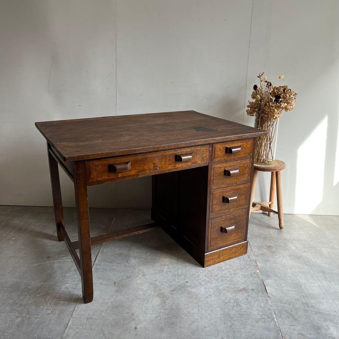 アンティーク 片袖机 デスク テーブル 昭和レトロ z481