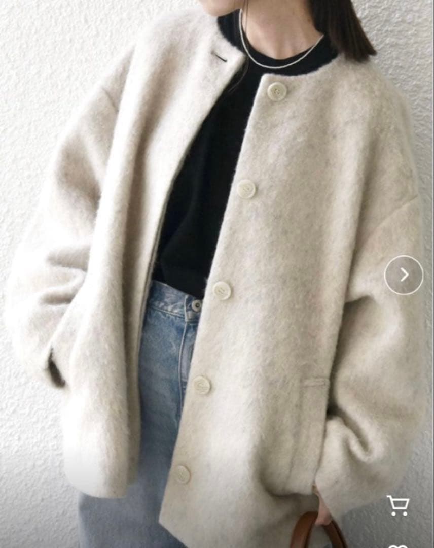 ★SHIPS anyシャギーノーカラーコクーンコート★アウター