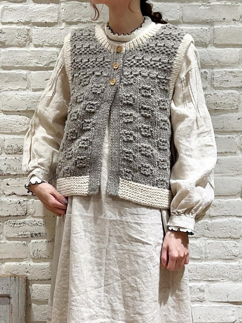 TSUHARU ツハルバイサマンサモスモス★ペルーニット＊手編み前後着ベスト