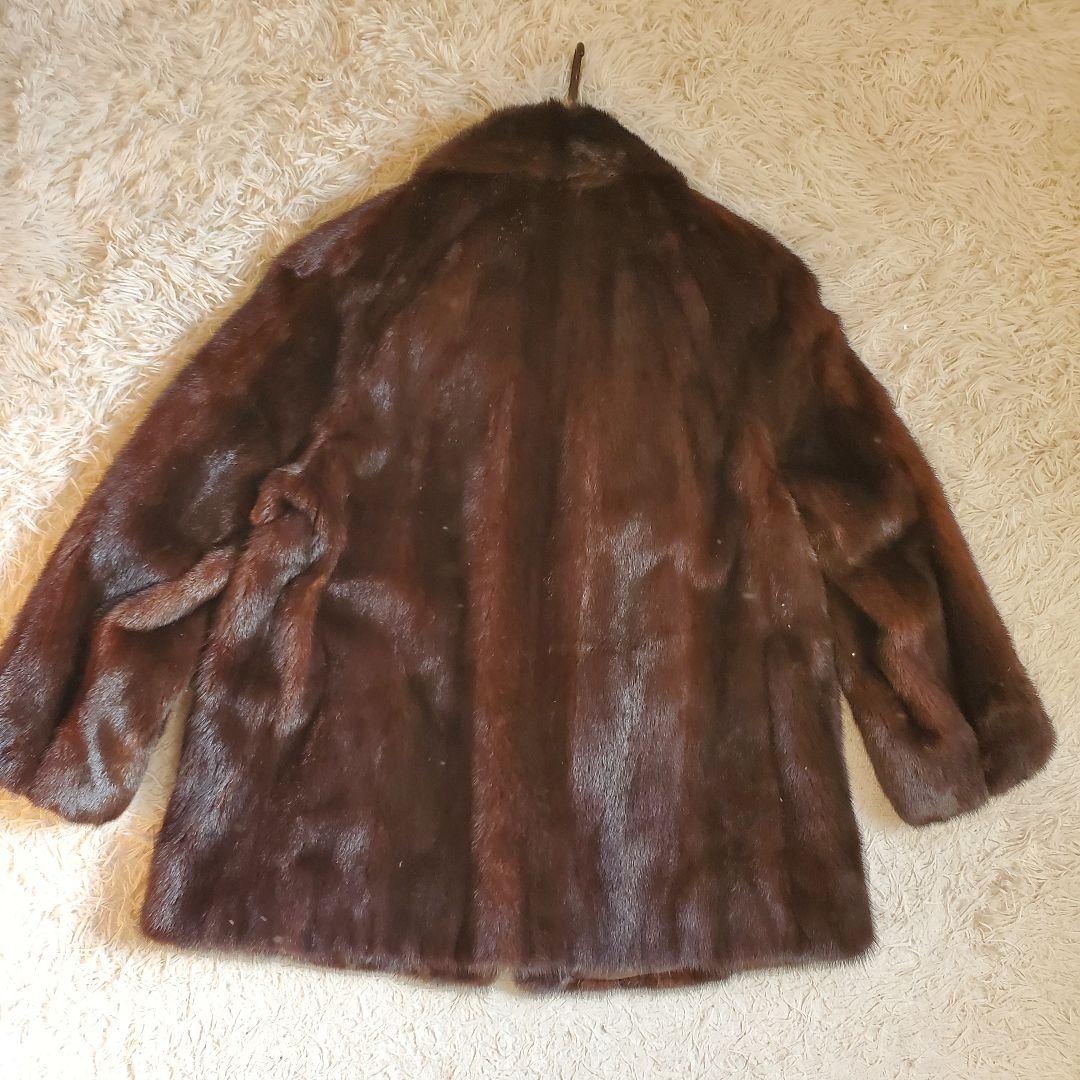 美品 MITSUKOSHI デミパフミンク毛皮 ファーコート 15号 ミドル