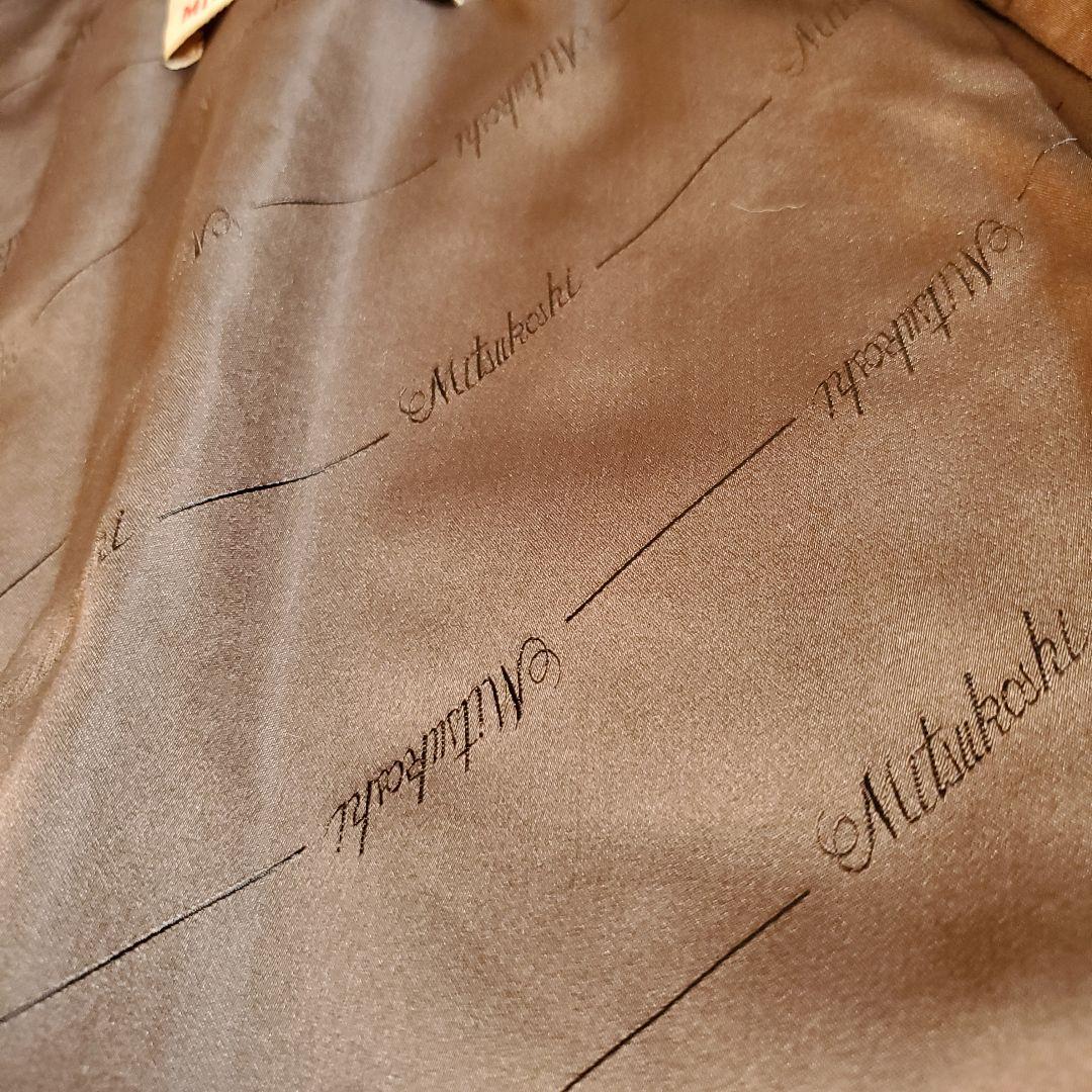 美品 MITSUKOSHI デミパフミンク毛皮 ファーコート 15号 ミドル