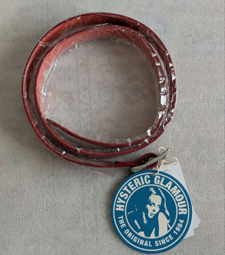 ヒステリックグラマー　赤ベルト　ロゴプリントレザーベルト　sサイズ