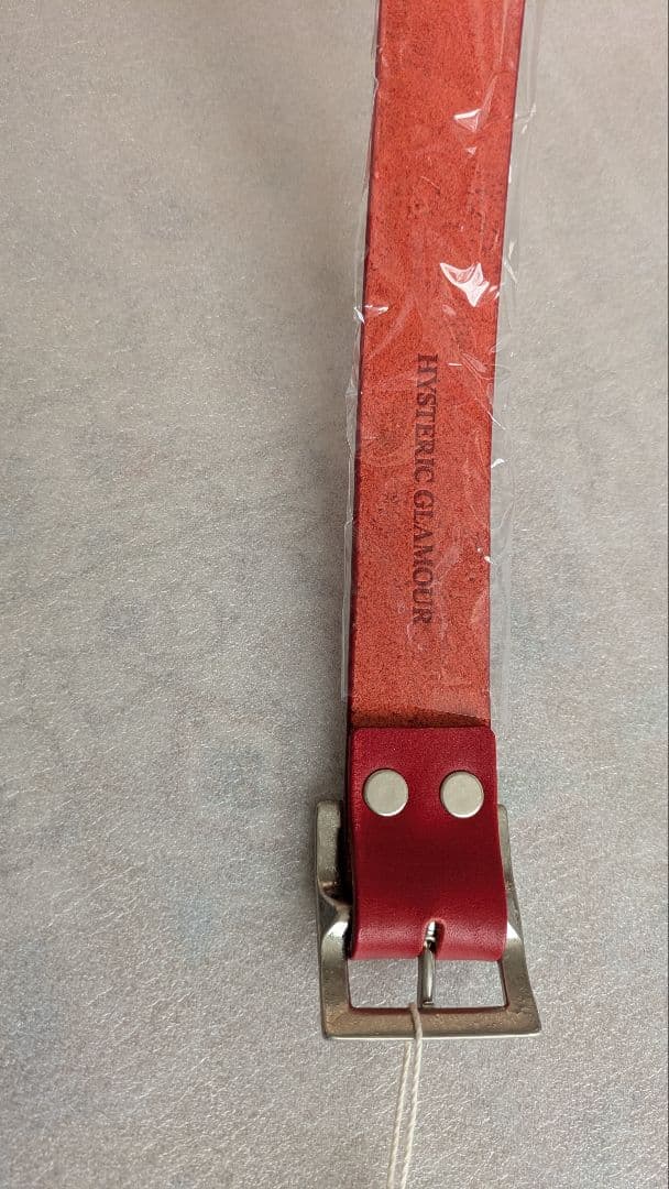 ヒステリックグラマー　赤ベルト　ロゴプリントレザーベルト　sサイズ