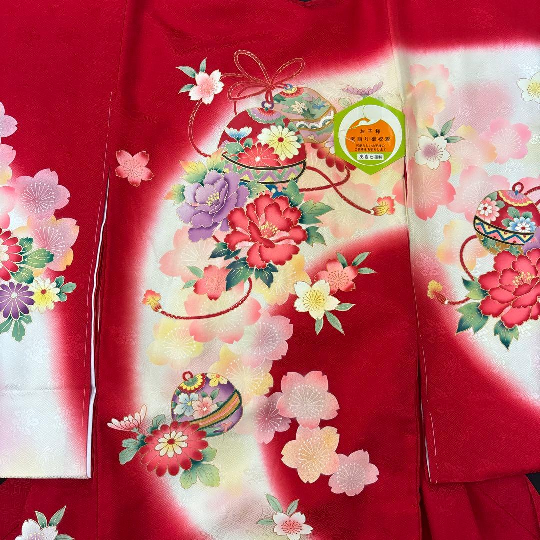 新品☆最高級正絹産着（祝着）特選京友禅美術特選染古典豪華四季花鈴文　仕付け糸付き