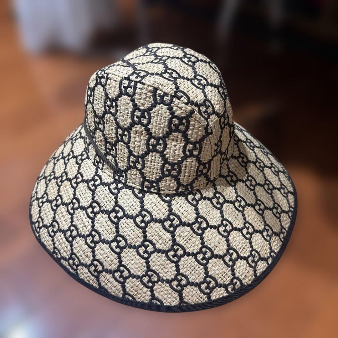 GUCCI GGパターン 麦わら帽子