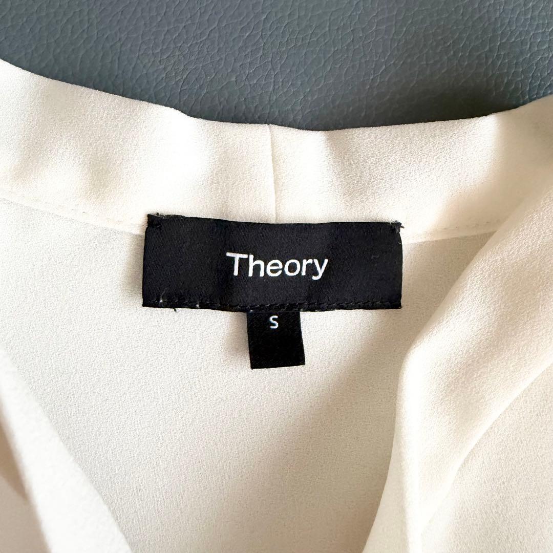 24年【セオリー】TIE BLOUSE ボウタイブラウス 白 長袖 日本製 S