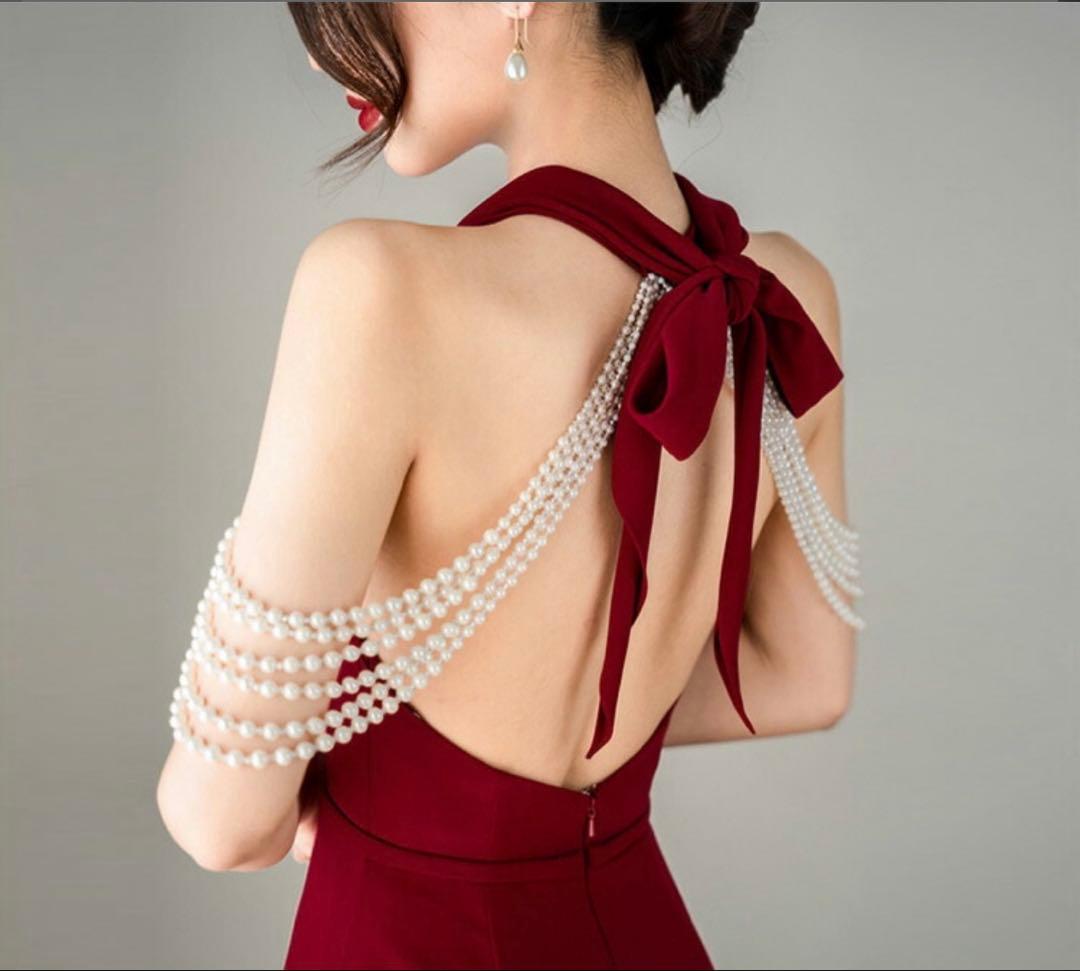 【美品】マーメイドドレス　レッド　ウェディングドレス　パーティードレス