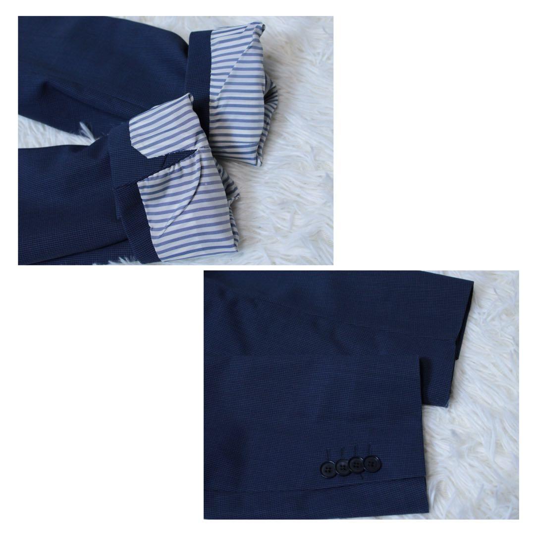 極美品 トゥモローランド DRAGO モヘア混 セットアップスーツ ブルー 48