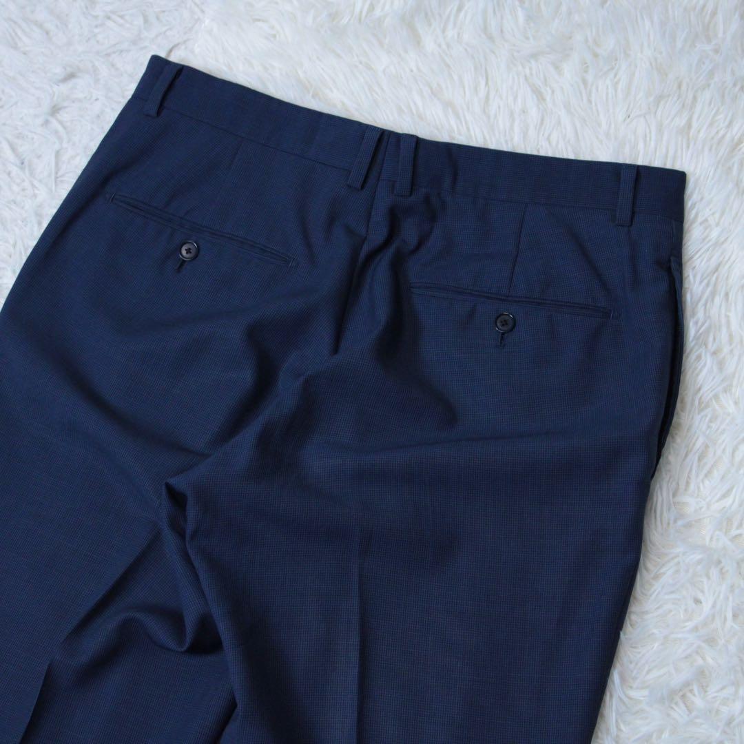 極美品 トゥモローランド DRAGO モヘア混 セットアップスーツ ブルー 48