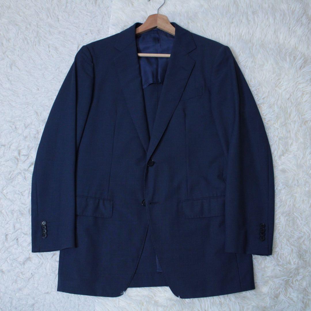 極美品 トゥモローランド DRAGO モヘア混 セットアップスーツ ブルー 48