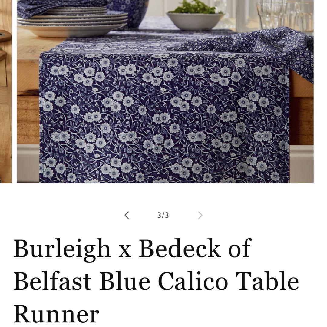 【英国限定】バーレイ×Bedeck テーブルランナー　ブルーキャリコ