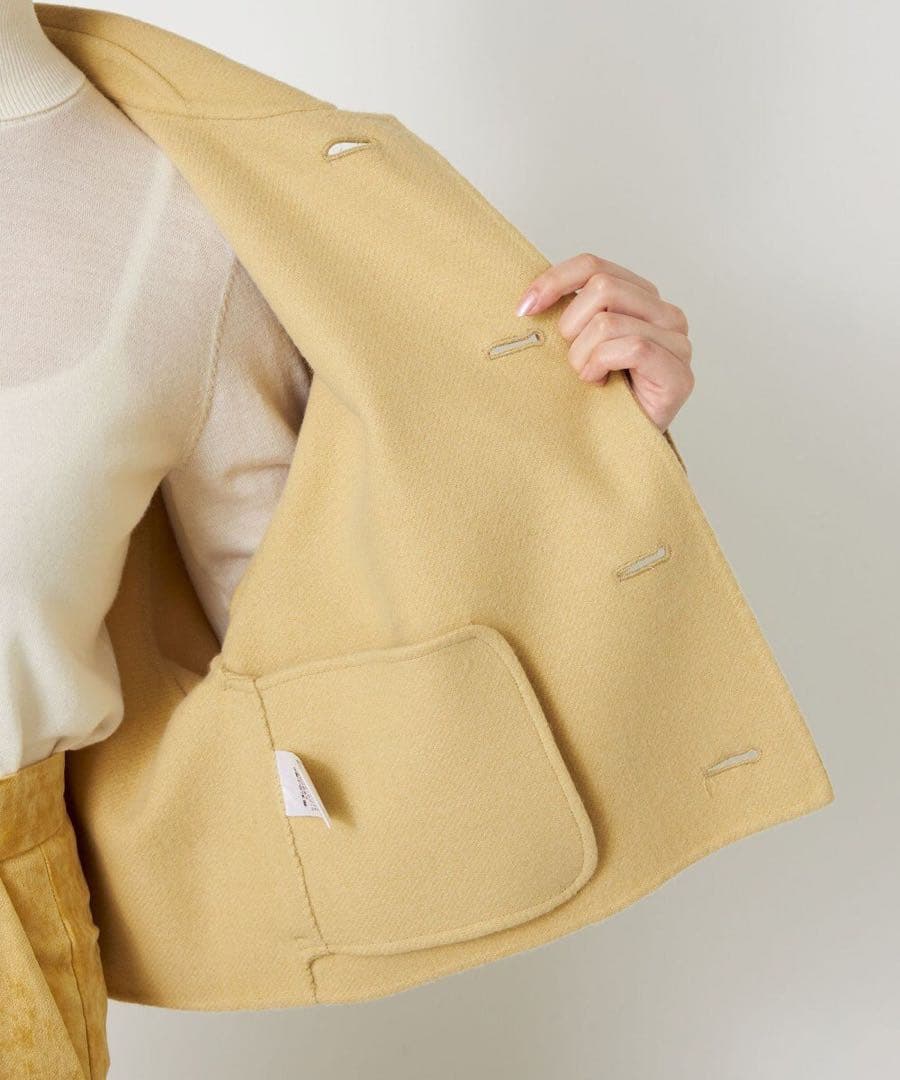 【美品】Naveメルトンリバー ステンカラークロップド コート イエロー 1