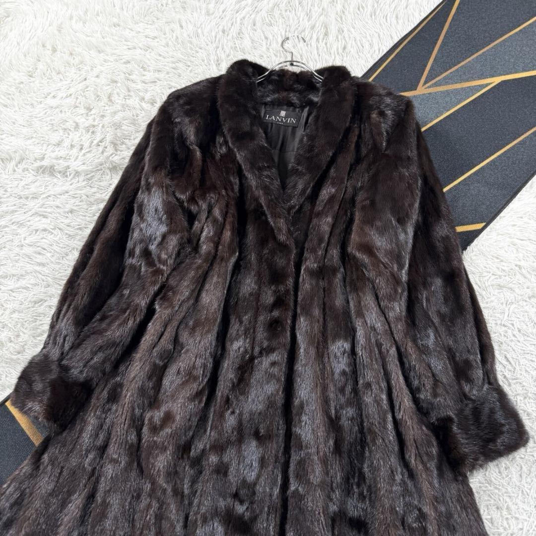 総丈112㎝ ランバン ブラックグラマ ミンク ファーコート XL相当 Aライン