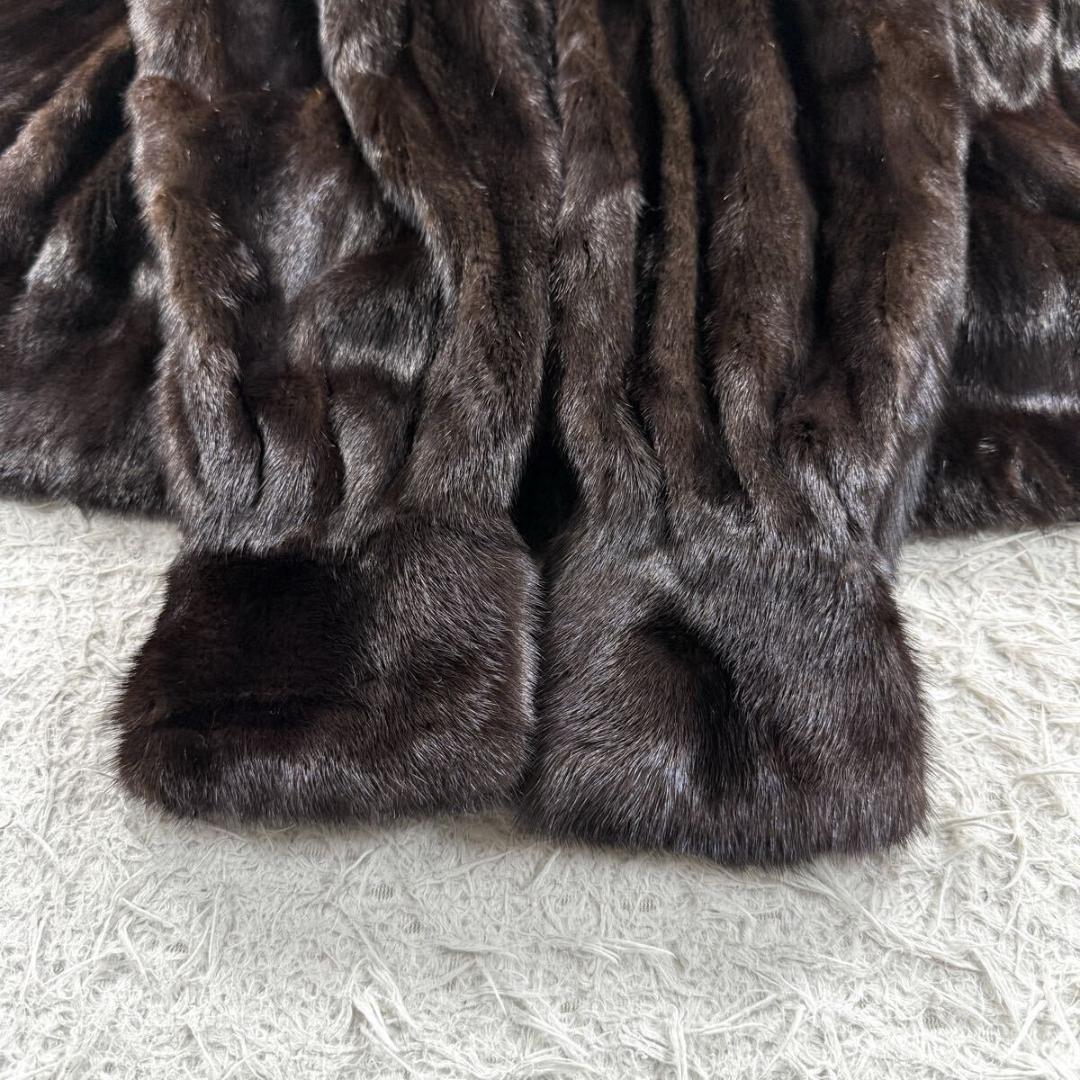 総丈112㎝ ランバン ブラックグラマ ミンク ファーコート XL相当 Aライン