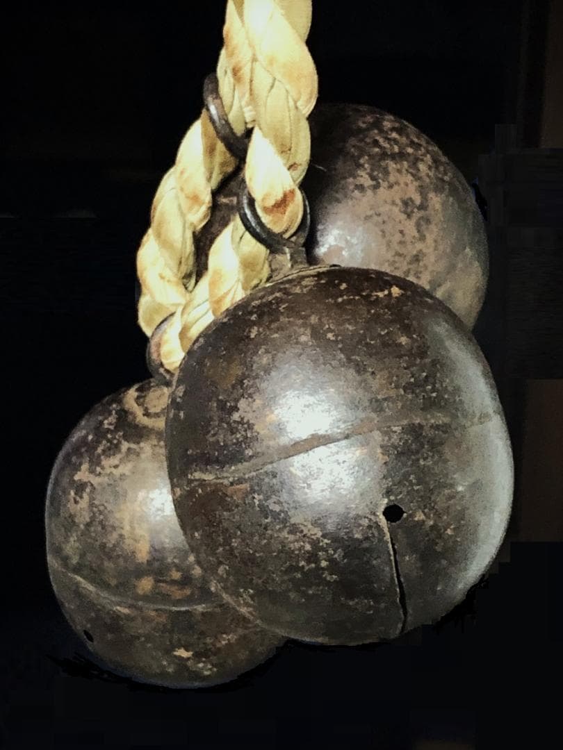 【 大型鉄鈴/馬鈴 】　３連　室町時代　約10～11ｃｍ