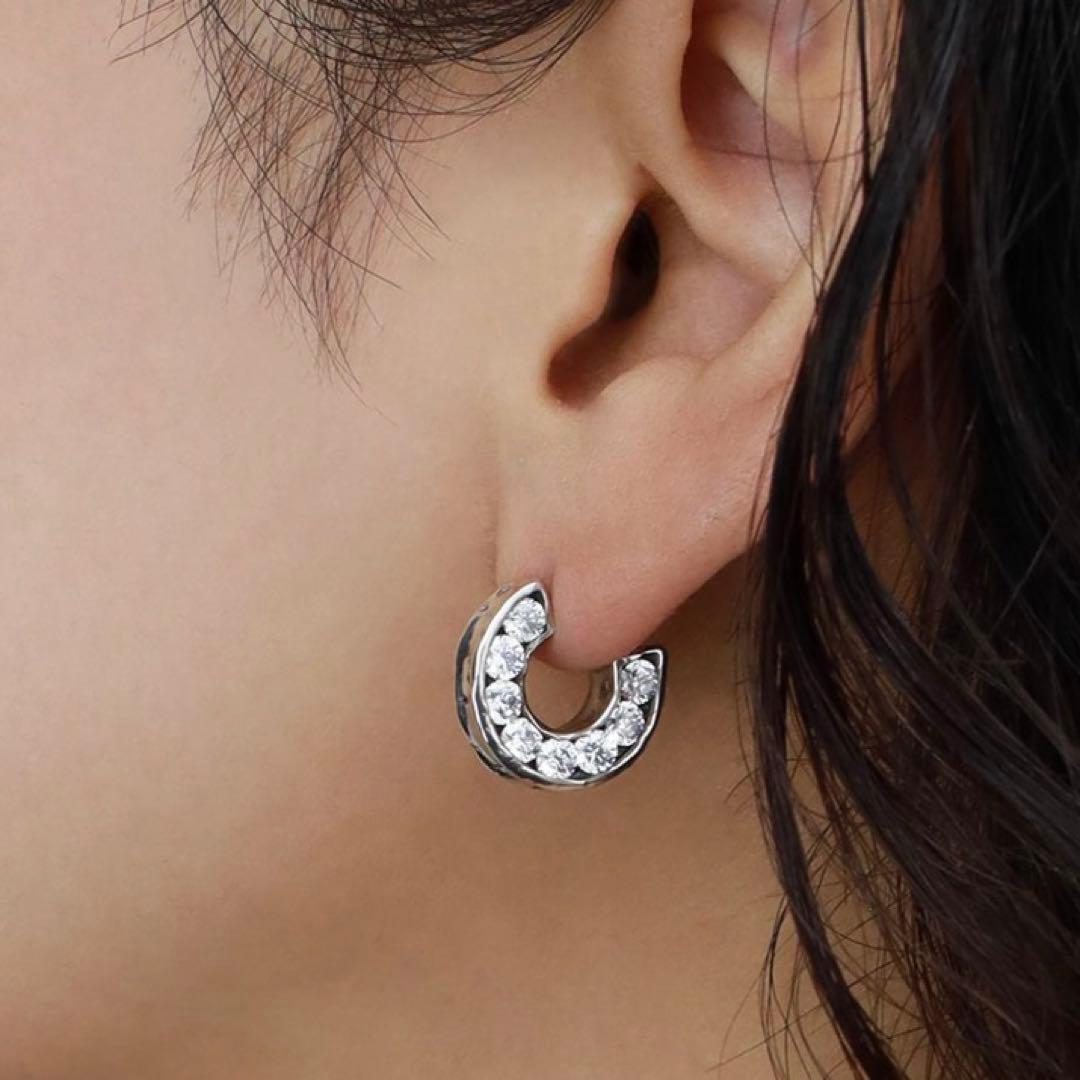 e.m. イーエム ジルコニア埋め込みフープピアス 片耳