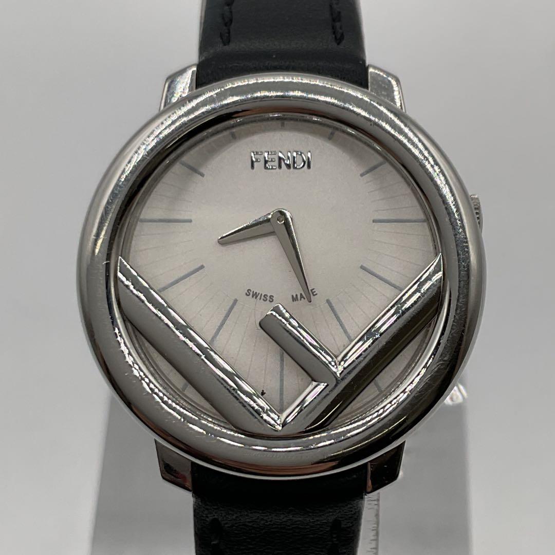 フェンディ QZ/SS 革ベルト 腕時計 シルバー ブラック 不動品